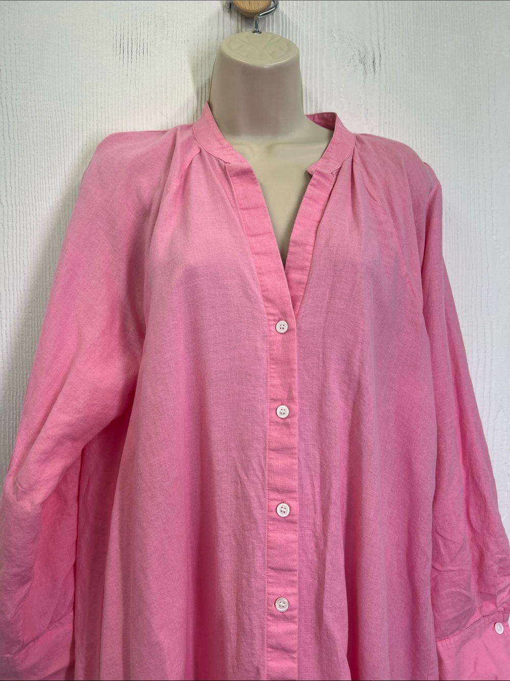 Zara - Pink Button Down Long Sleeve Oversized Lightweight Midi Dress Size Small - Picture 4 of 10